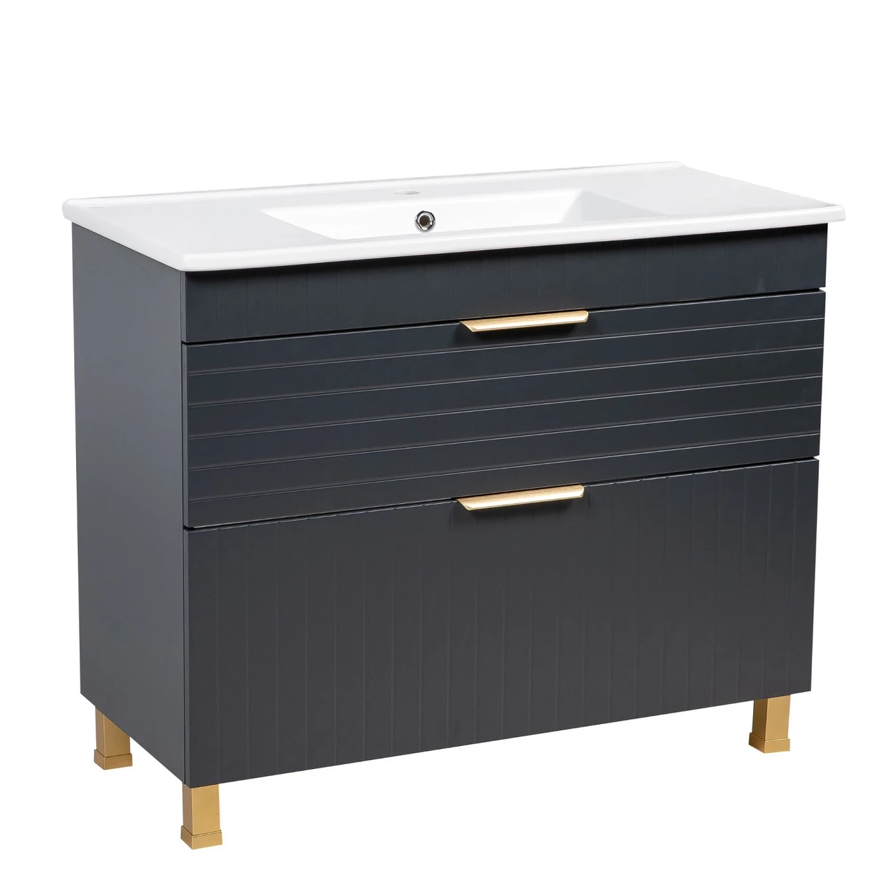 Тумба TREVI (002 / ANTRACIT-MATT) з умивальником Arte 100 см, фото 1