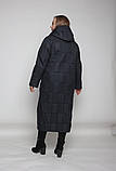 Жіноче пальто демісезонне з подвійним каптуром М-1069, синій, фото 7