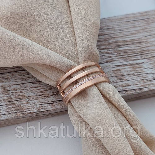 Каблучка золота широка з білими фіанітами 5.58, фото 1