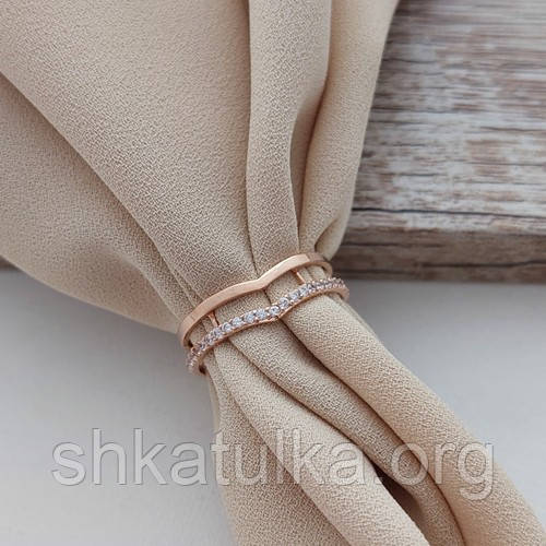 Каблучка золота фігурна з білими фіанітами 2.08