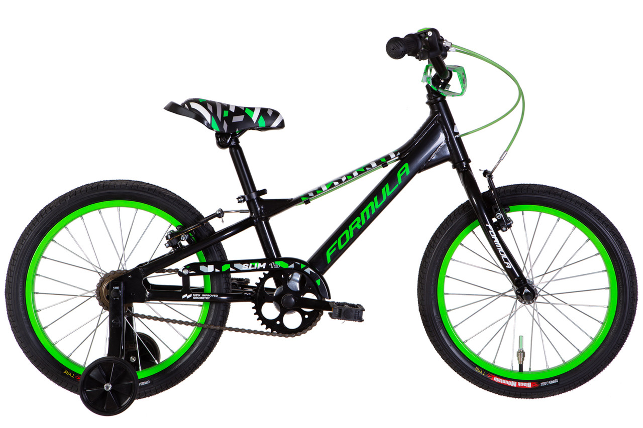 Дитячий велосипед 18" Formula AL SLIM Vbr на зріст 105-115 см чорно-зелений