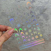 Слайдер 3Д Сніжинки F-996 Silver Holographic