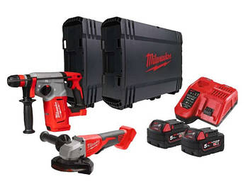 Набір з двох акумуляторних інструментів M18 BLPP2G-502X MILWAUKEE (акумуляторний перфоратор SDS-Plus 26 мм з патроном FIXTEC M18