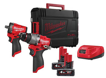 Набір з двох інструментів безщіткових акумуляторних M12 FPP2X2-402X MILWAUKEE (гайковерт M12 FCIWF12G3-0, дриль-шурупокрут M12 F