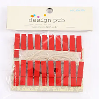 Міні прищіпки для декору дерев'яні "Червоні", 3.5 см (20 штук)