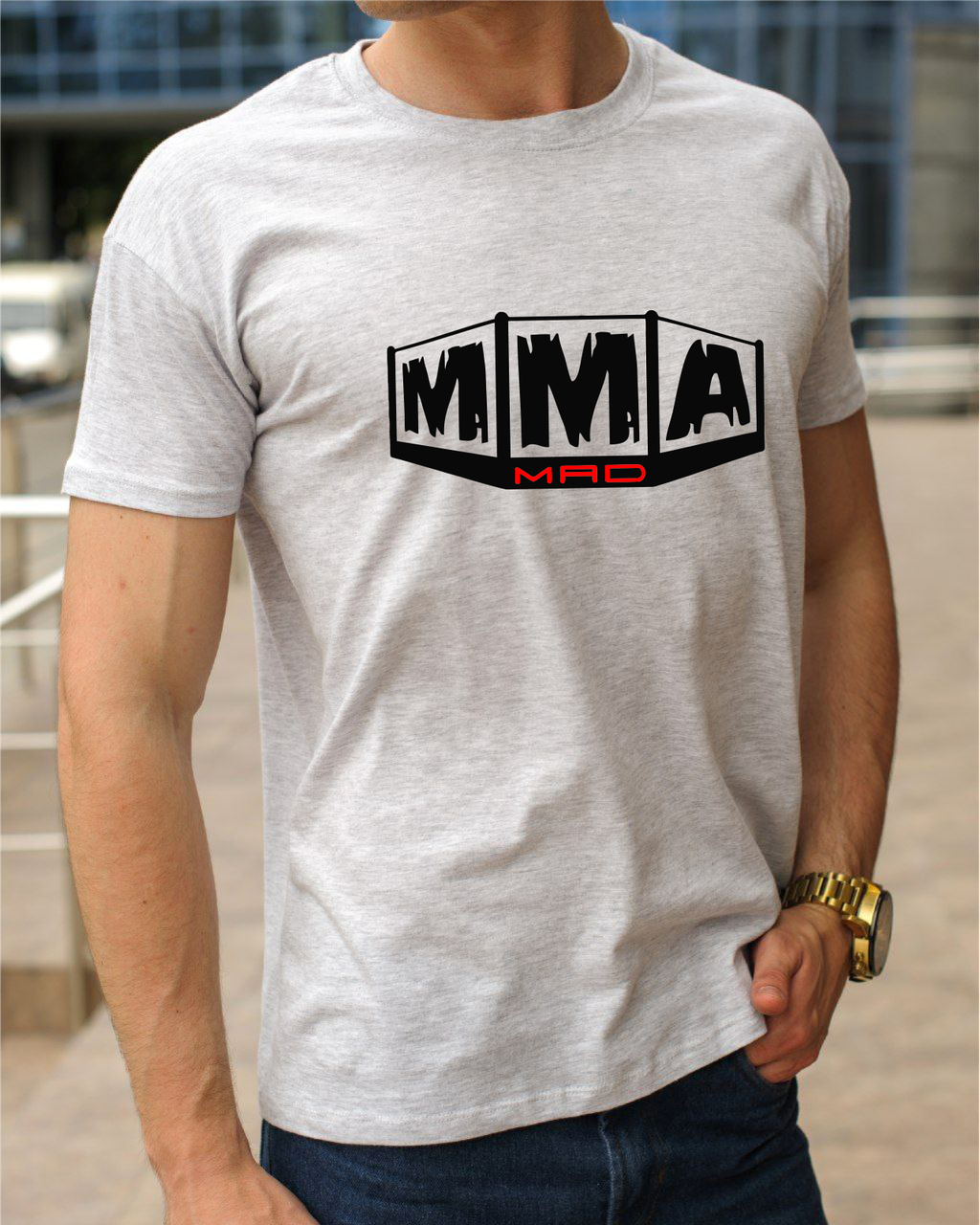 Футболки чоловічі MMА,боксерські принти,бавовняна футболка з принтом MMA Mad,розмір S, фото 1