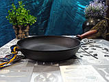 Сковорода чавунна з дерев'яною ручкою, d=220мм, h=40мм, фото 5