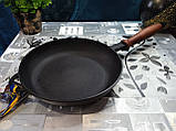 Сковорода чавунна з дерев'яною ручкою, d=220мм, h=40мм, фото 4