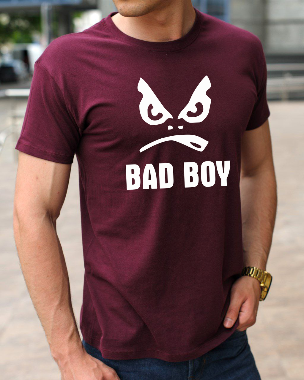 Топові чоловічі якісні футболки з принтом Поганий хлопчик,бавовняні футболка для боксу розмір S, фото 1