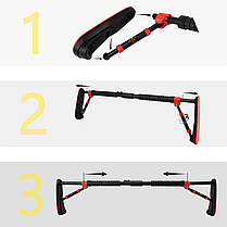 Турнік розсувний Cornix Elite 100-140 см XR-0291 Black/Red, фото 4