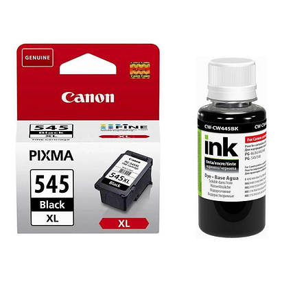 Картридж Canon PG-545XL Black (8287B001) + Чорнило ColorWay CW-CW445BK01 100мл, фото 1