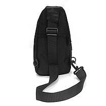 Сумка Cross Body чоловіча кобура слінг бананка через плече чорна маленька тканинна два відсіки Lanpad 83029, фото 3