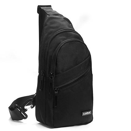 Сумка Cross Body чоловіча кобура слінг бананка через плече чорна маленька тканинна два відсіки Lanpad 83029, фото 1
