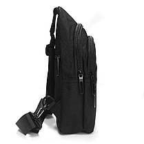 Сумка Cross Body чоловіча кобура слінг бананка через плече чорна маленька тканинна два відсіки Lanpad 83029, фото 4