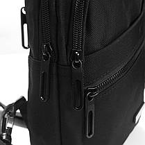 Сумка Cross Body чоловіча кобура слінг бананка через плече чорна маленька тканинна два відсіки Lanpad 83029, фото 5
