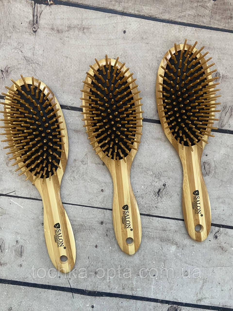 Масажна щітка для волосся SALON PROFESSIONAL бамбукова середня, фото 1