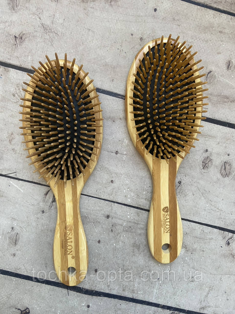 Масажна щітка для волосся SALON PROFESSIONAL бамбук. більшу