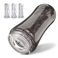 Мастурбатор для чоловіків VIVI силіконовий з стимуляцією чорний