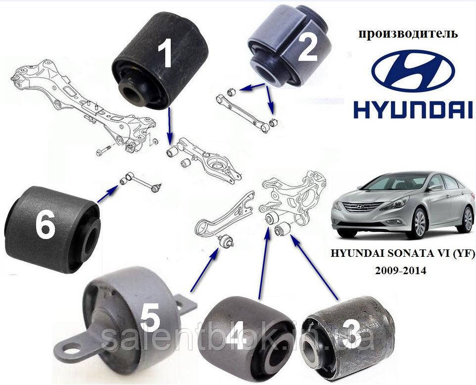 Сайлентблоки HYUNDAI SONATA VI (YF) 2009-2014 комплект ЗАДНЯ підвіска 14шт ОРИГІНАЛ