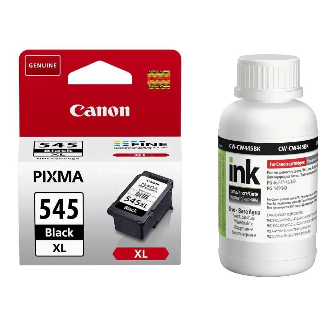 Картридж Canon PG-545XL  Black (8287B001) + Чорнило ColorWay CW-CW445BK02 200мл