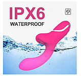 Вакумний вібратор для жінок G-Spot 2 в 1 смоктання клітора стимулятор клітора фалоімітатор темно рожевий, фото 5