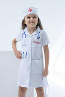 Дитячий карнавальний костюм професії Сімейний лікар для дівчинки з габардину р. 110-140