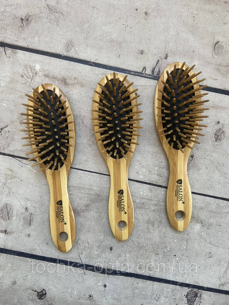 Масажна щітка для волосся SALON PROFESSIONAL бамбукова маленька, фото 1