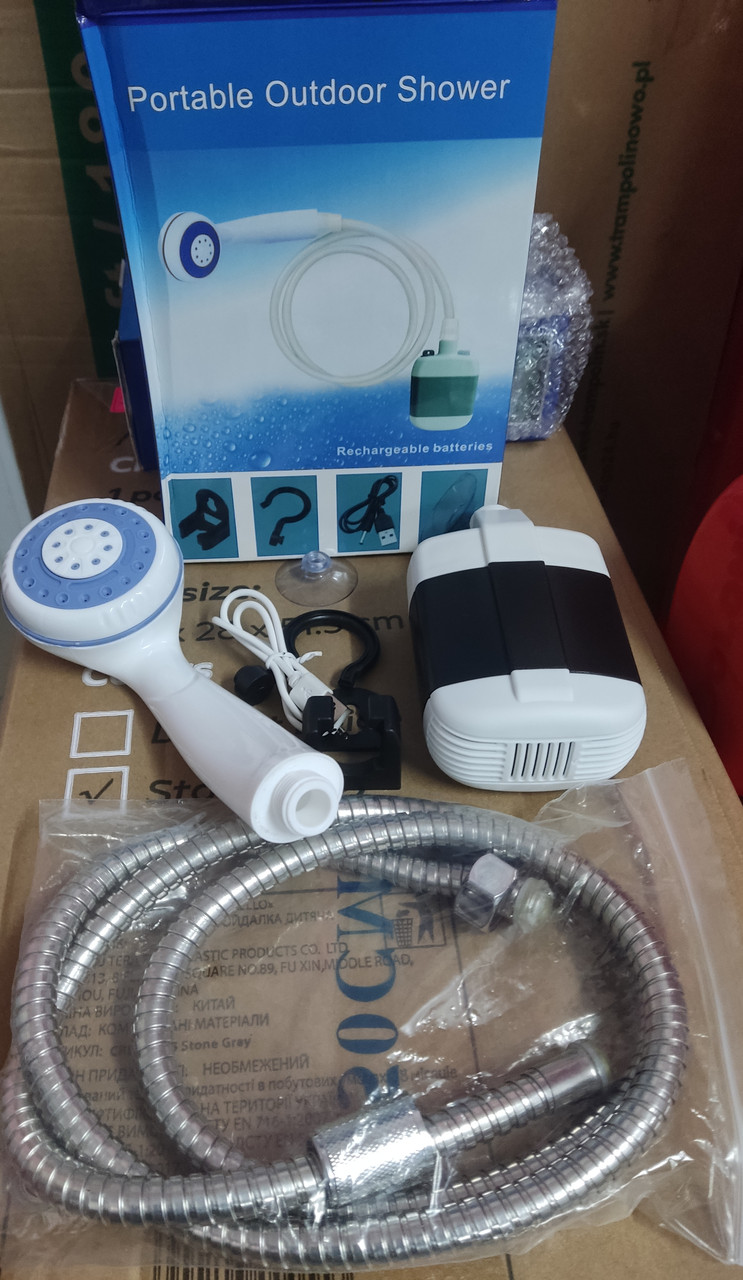 Душ портативный кемпинговый с помпой на аккумуляторе USB Travel shower 2200 мАг швидка відправка