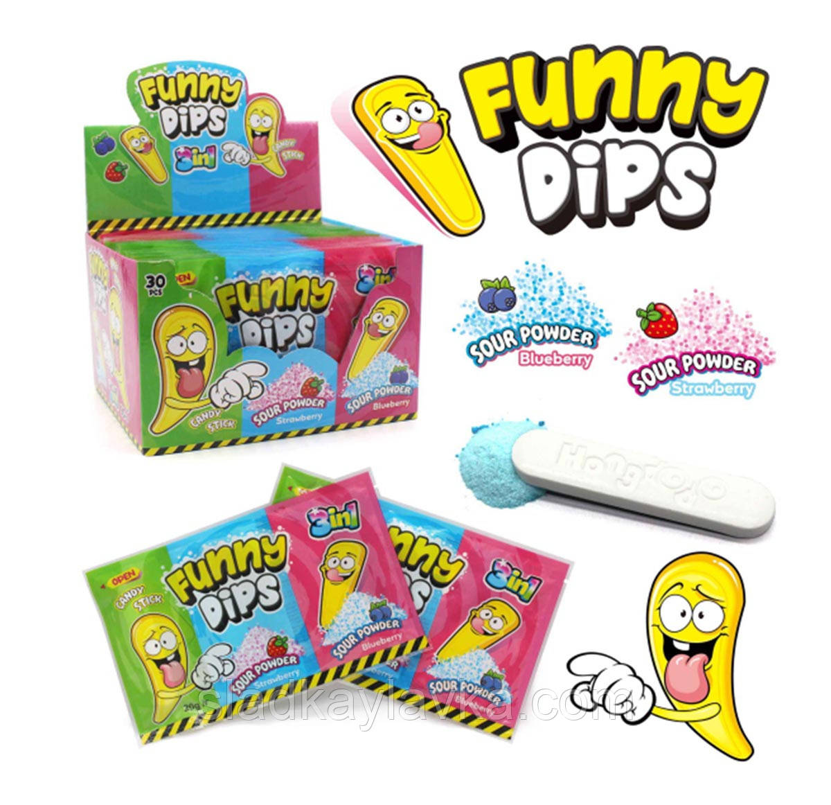 Карамель фруктовий порошок Funny Dips 30 шт (Profisa)