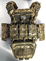 Плитаноска піксель з підсумками швидкого скидання, плитоноска кордура тактична укомплектована для ЗСУ