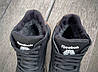 Зимові чоловічі кросівки Reebok black winter з хутром черевики Рібок чорні шкіряні теплі, фото 9