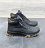 Зимові чоловічі кросівки Reebok black winter з хутром черевики Рібок чорні шкіряні теплі, фото 6