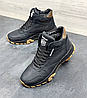 Зимові чоловічі кросівки Reebok black winter з хутром черевики Рібок чорні шкіряні теплі, фото 2
