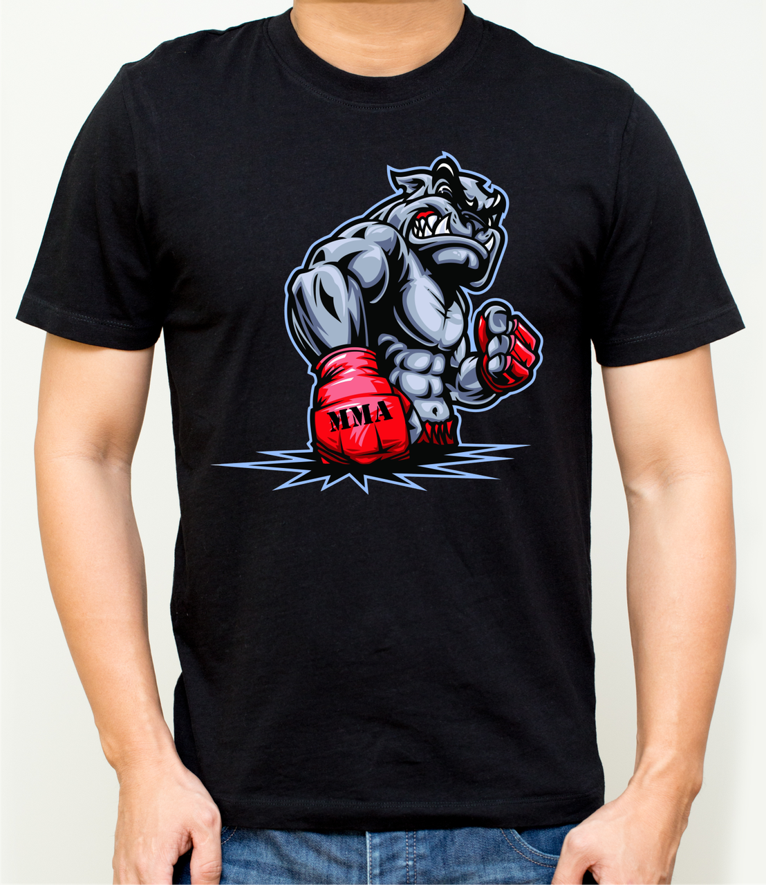Чоловічі футболки MMА, бавовняна футболка принт ММА пітбуль, розмір S, фото 1