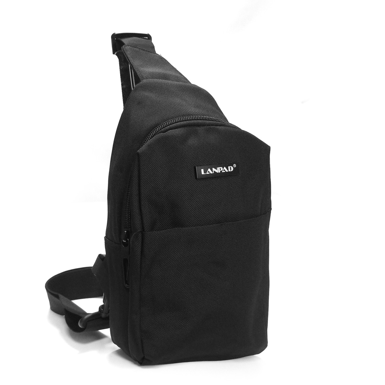 Сумка Cross Body чоловіча слінг бананка через плече чорна маленька тканинна один відділ Lanpad 3072