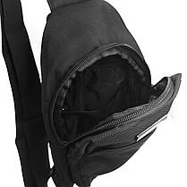 Сумка Cross Body чоловіча слінг бананка через плече чорна маленька тканинна один відділ Lanpad 3072, фото 4