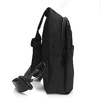 Сумка Cross Body чоловіча слінг бананка через плече чорна маленька тканинна один відділ Lanpad 3072, фото 5