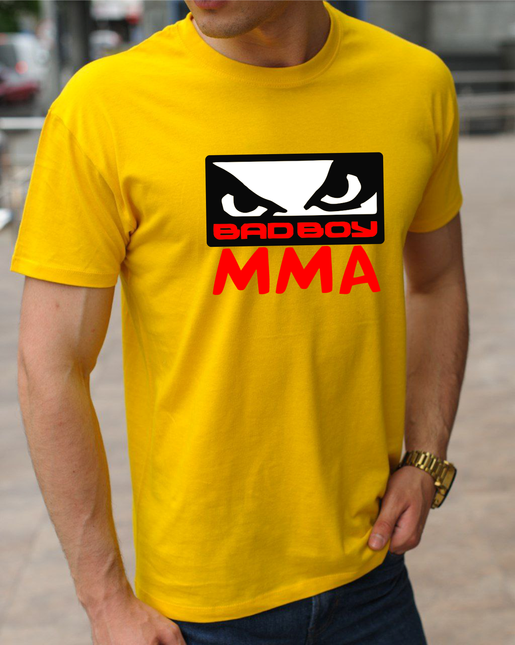 Чоловічі якісні футболки з принтом Поганий хлопчик ММА,бавовняна футболка для боксу розмір S, фото 1