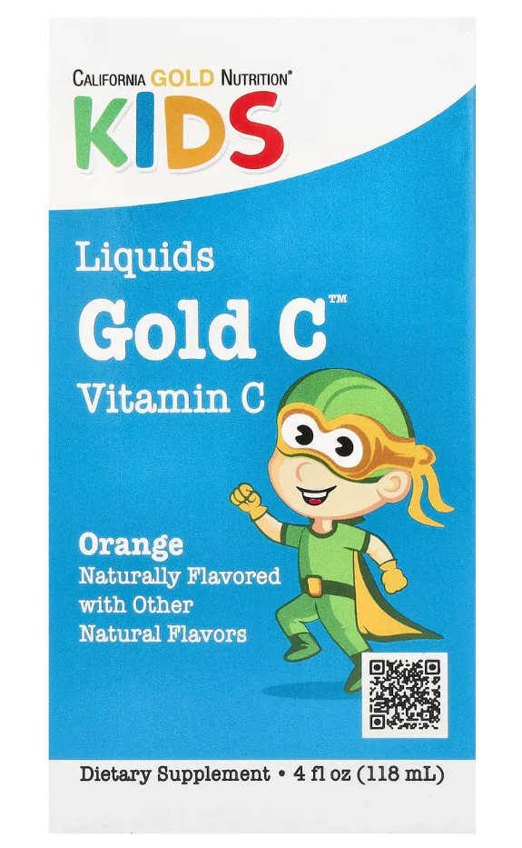 Рідкий вітамін С для дітей натуральний апельсиновий смак California Gold Nutrition, 118 мл