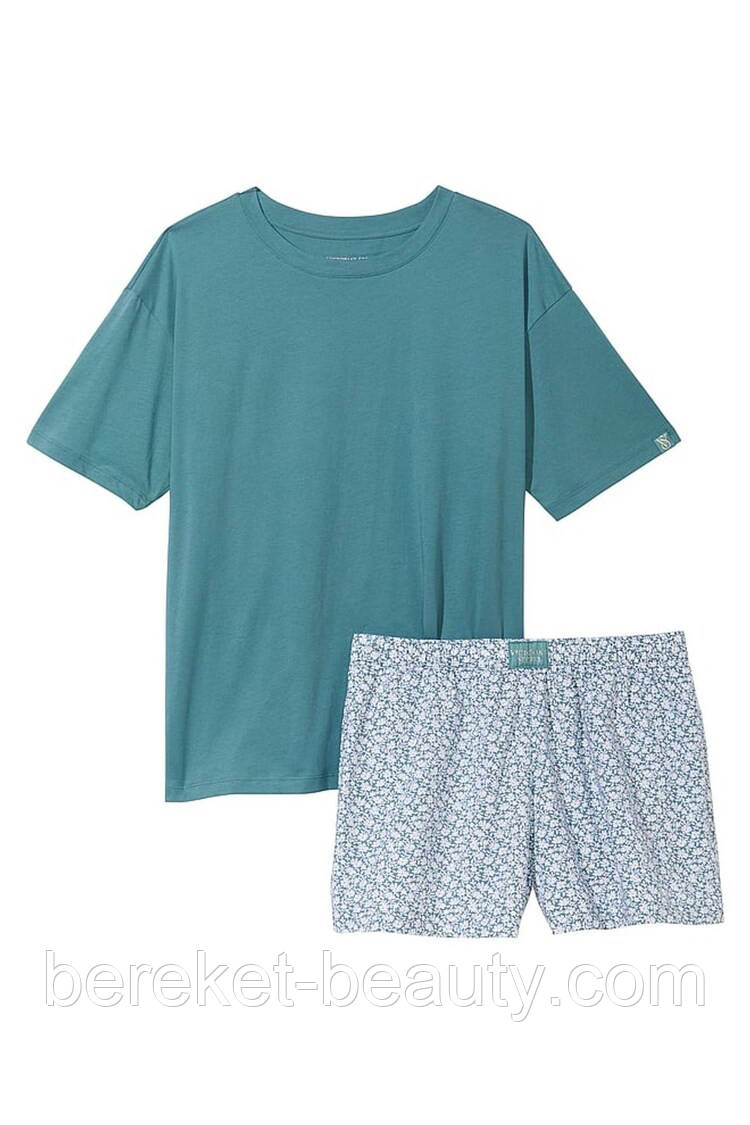 Піжама Victoria's Secret Cotton Short Tee-Jama (French Sage Ditsy Floral), L