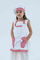 Дитячий карнавальний костюм Кухаря для дівчинки з фартухом і ковпаком р. 110-128