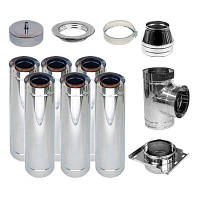 Комплект нержавеющего дымохода Ø120/180 мм, нерж/нерж 0,6 мм (эконом)