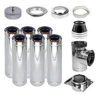 Комплект нержавеющего дымохода Ø120/180 мм, нерж/нерж 0,8 мм (эконом+)