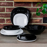 Столовий сервіз Luminarc Carine Black/White N1491, 19 предметів, на 6 персон