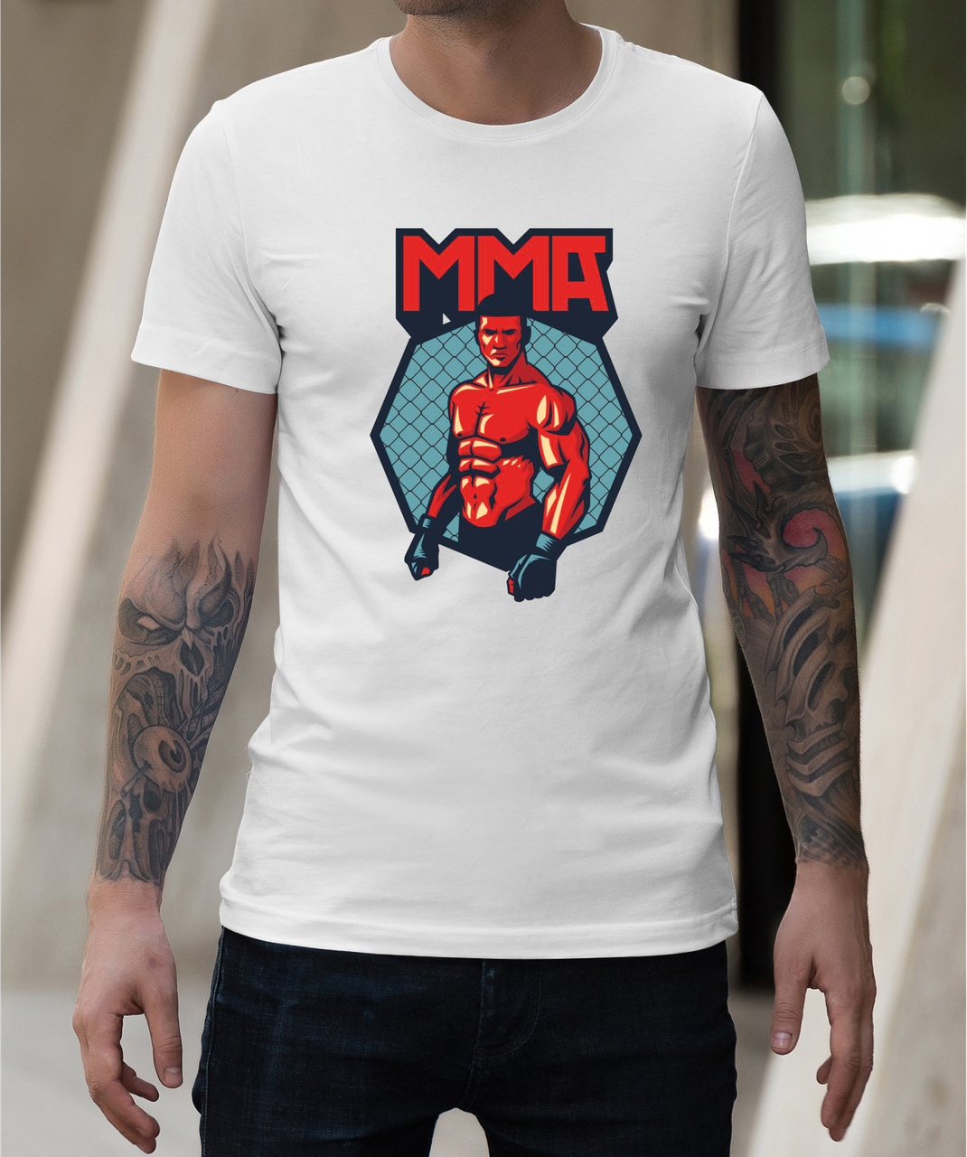 Модні футболки чоловічі MMА,боксерські принти,бавовняна футболка принт MMA,розмір S, фото 1