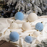 Набір новорічних куль "Оксамит" 40 шт. Блакитний. Подарунковий набір ялинкових кульок Кульки на ялинку, фото 3