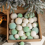 Новорічні іграшки набір "Оксамит" 40 шт. М'ятний. Подарунковий набір ялинкових кульок Кульки на ялинку, фото 2