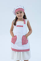 Дитячий карнавальний костюм кухаря для дівчинки з фартухом і ковпаком 110–128