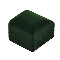 Футляр класика з гіркою темно-зелений оксамит для ювелірних виробів під два кільця розмір 3,5Х4.5Х4,5 см