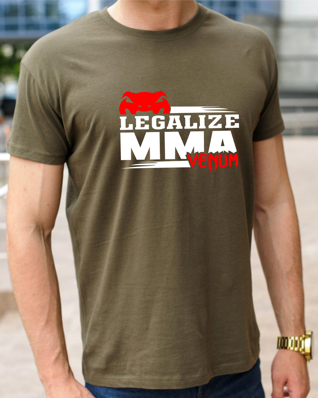 Чоловічі футболки MMА, бавовняна футболка з принтом Venum Legalize MMA, розмір S, фото 1